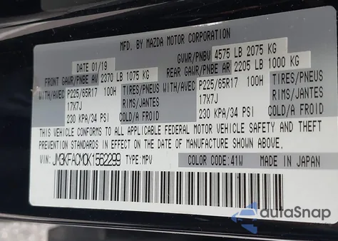 2019 Mazda Cx-5 Touring from USA, damaged, VIN JM3KFACM0K1562299